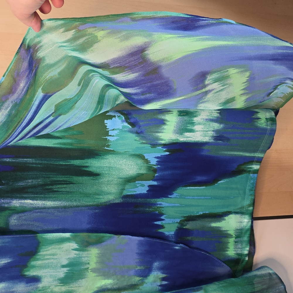 Catherine's Chiffon Flowing Flowing Tank Style Blue Green 0X 14/16W Preloved - Picture 8 of 16